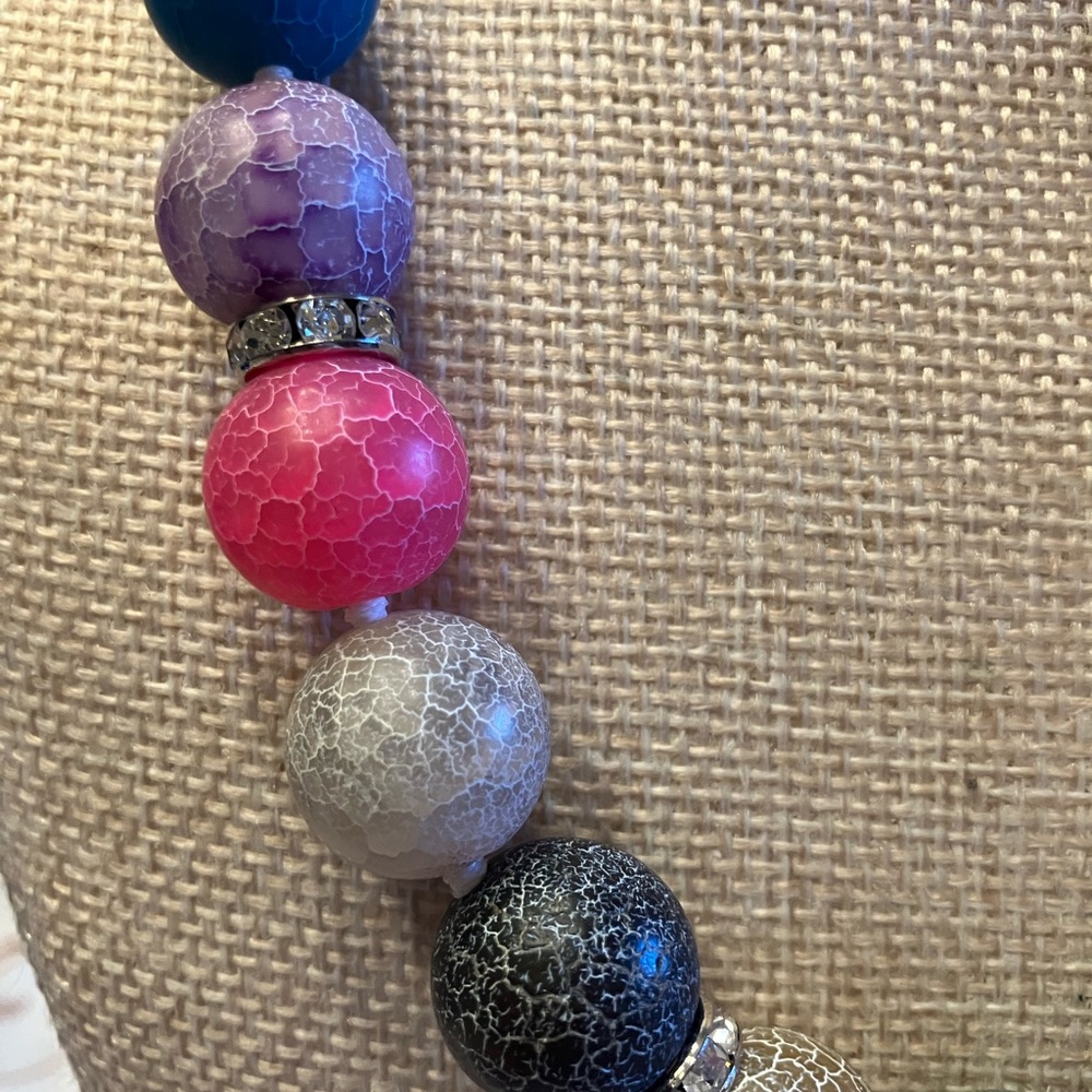 LUCAS LAMETH VINTAGE 925 STERLING SILVER MULTI COLOR QUARTZ GEMSTONE NECKLACE - Picture 4 of 10